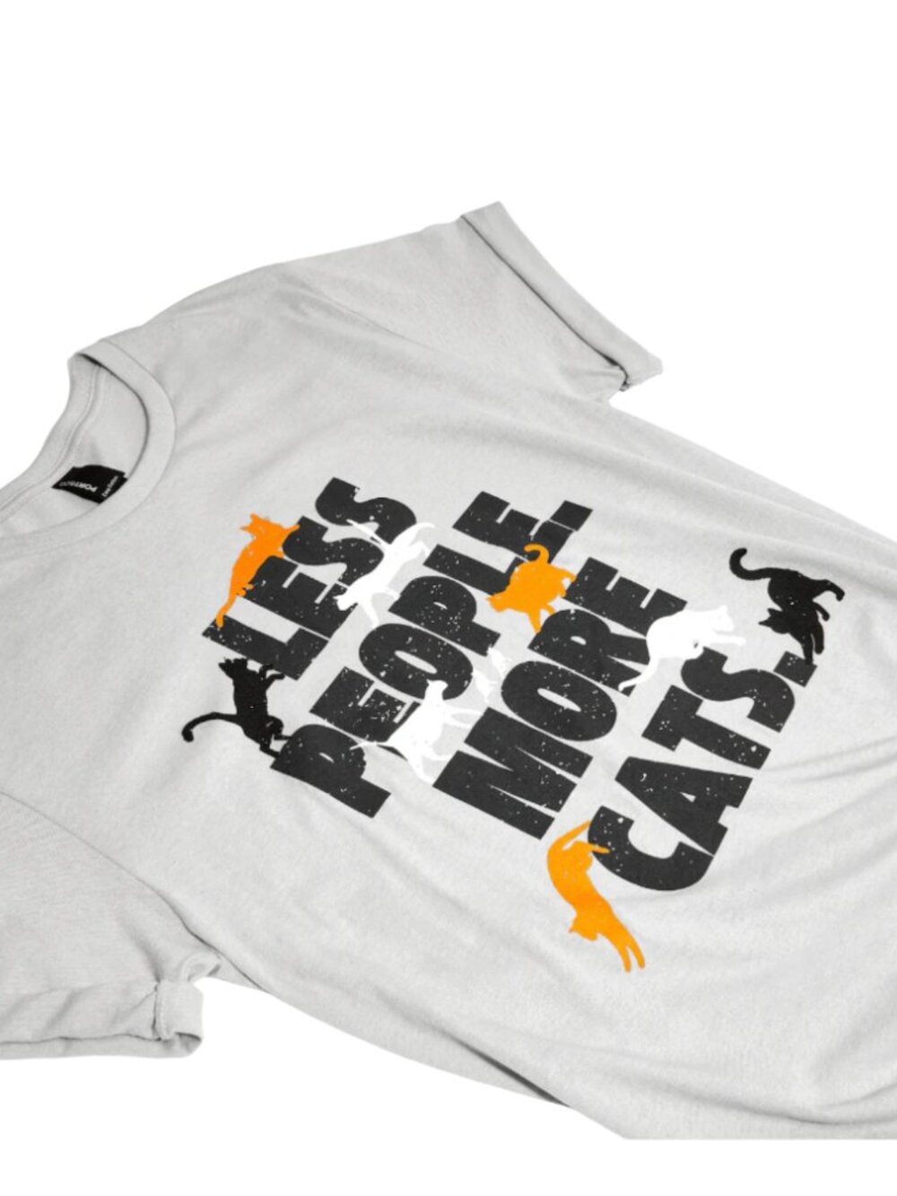 New Less People More Cats Gray Cotton Cat Kitty Tee T-Shirt Womens Size XL - Picture 3 of 4